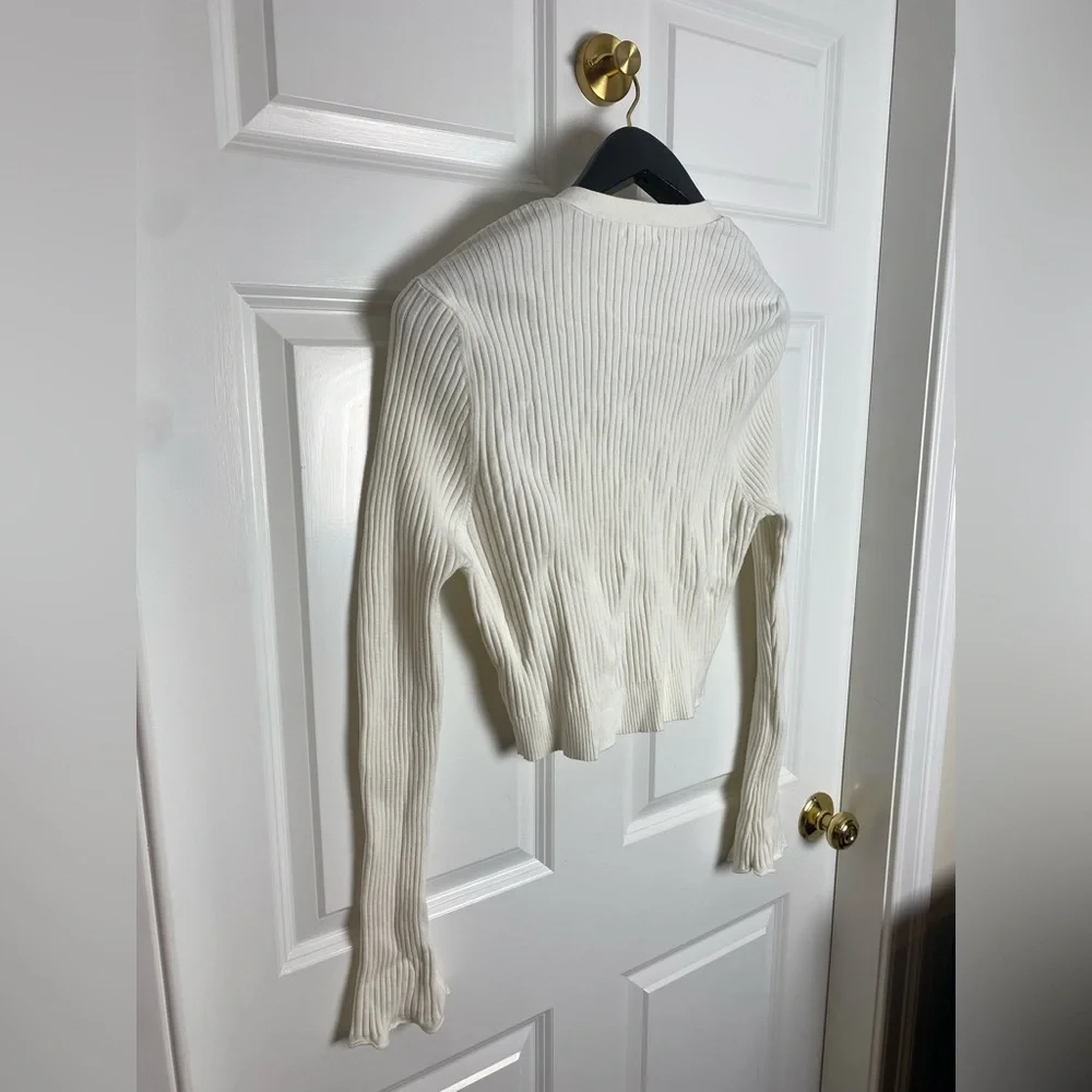 Good American Ribbed Crop Sweater in Ivory Size 5 (~16) - Picture 7 of 7